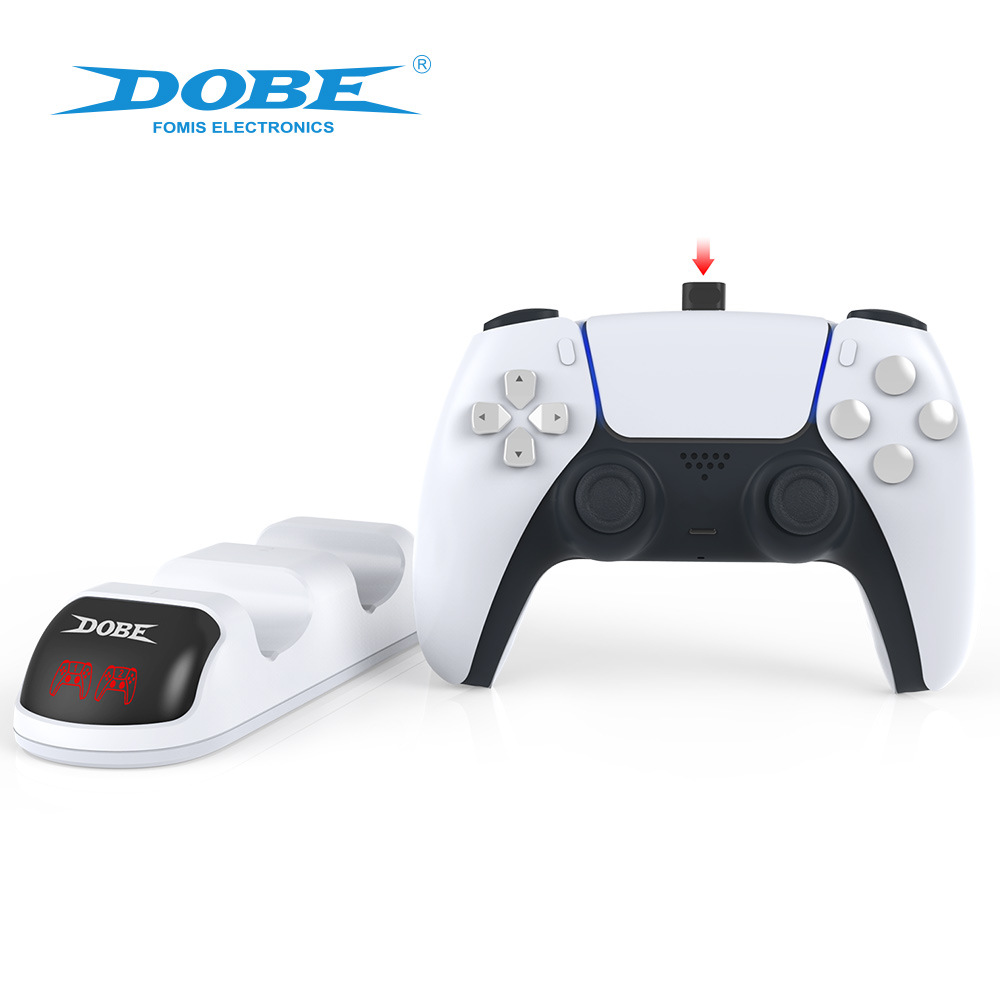 Cargador dual PS5 con TP5-0506B de luz LED Cargador de asiento de mango inalámbrico PS5 P5 con cargador de luz indicadora