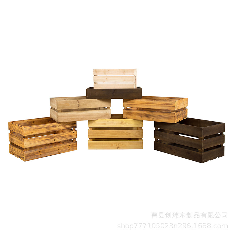 厂家供应复古木箱储物箱木条箱收纳橱窗陈列超市木筐装饰木箱-阿里巴巴
