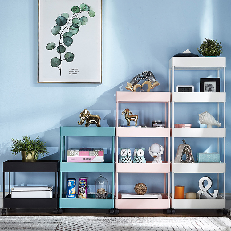 18cm宽浴室厨房窄缝落地可移动推车简易美容店收纳整理多功能架子