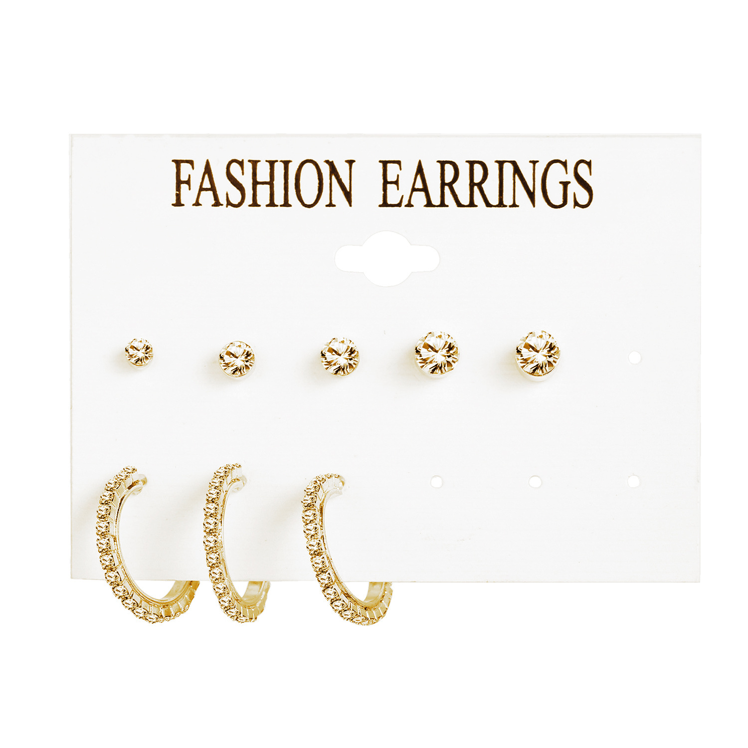 Simple Retro Crystal Earrings 8-piece Set display picture 3