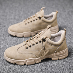 2023秋季新款低幫透氣工裝短靴男鞋百搭復古休閒板鞋夏季馬丁短靴