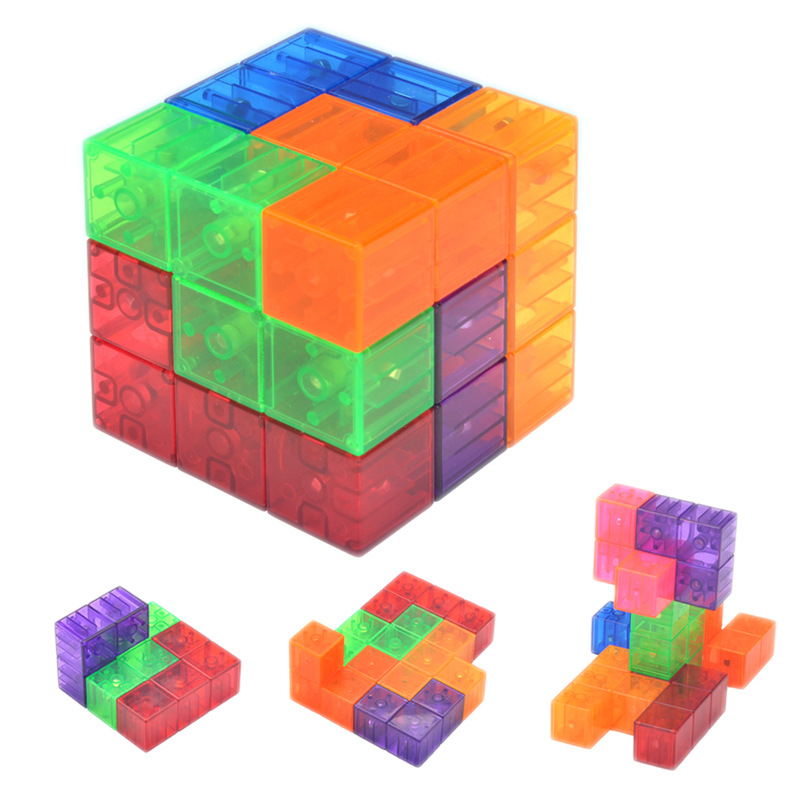 Los niños de inteligencia transparente no magnético Tetris bloques de construcción DIY variedad tridimensional rompecabezas juguetes regalos comercio exterior