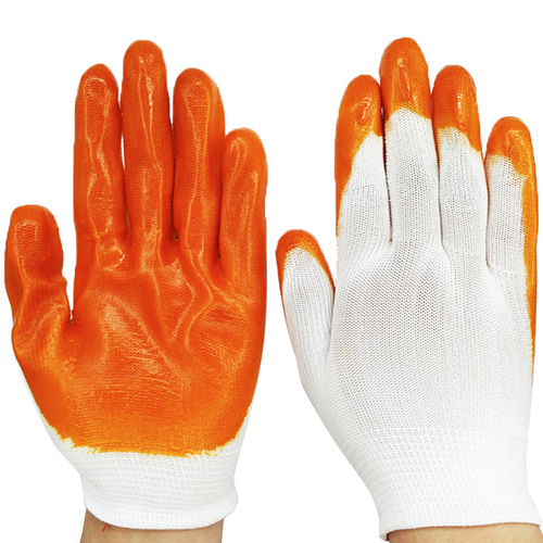 White gauze PVC yellow rubber gloves flat hanging full hanging orange gauze full hanging rubber tendon labor protection gloves two dollar store hot sale