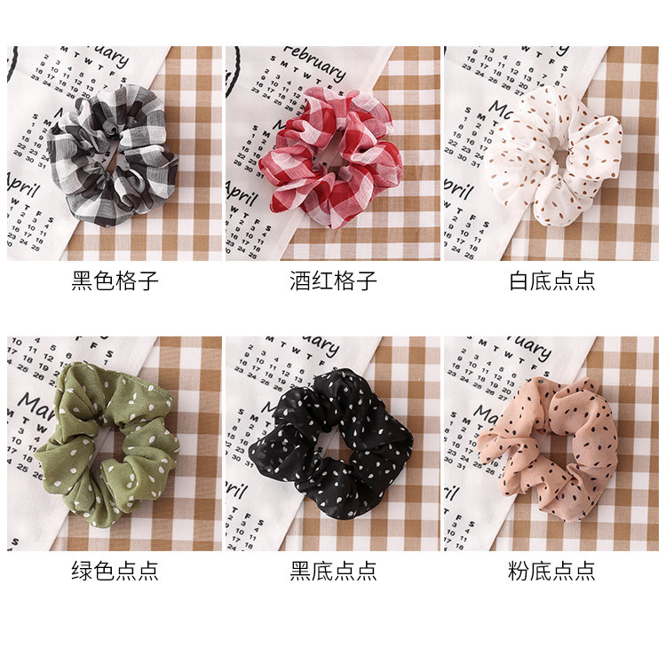 Korean College Style Sub Hair Scrunchies Simple Wild Chiffon Hair Ring Head Rope Check Rubber Band Ring Wholesale Nihaojewelry display picture 1