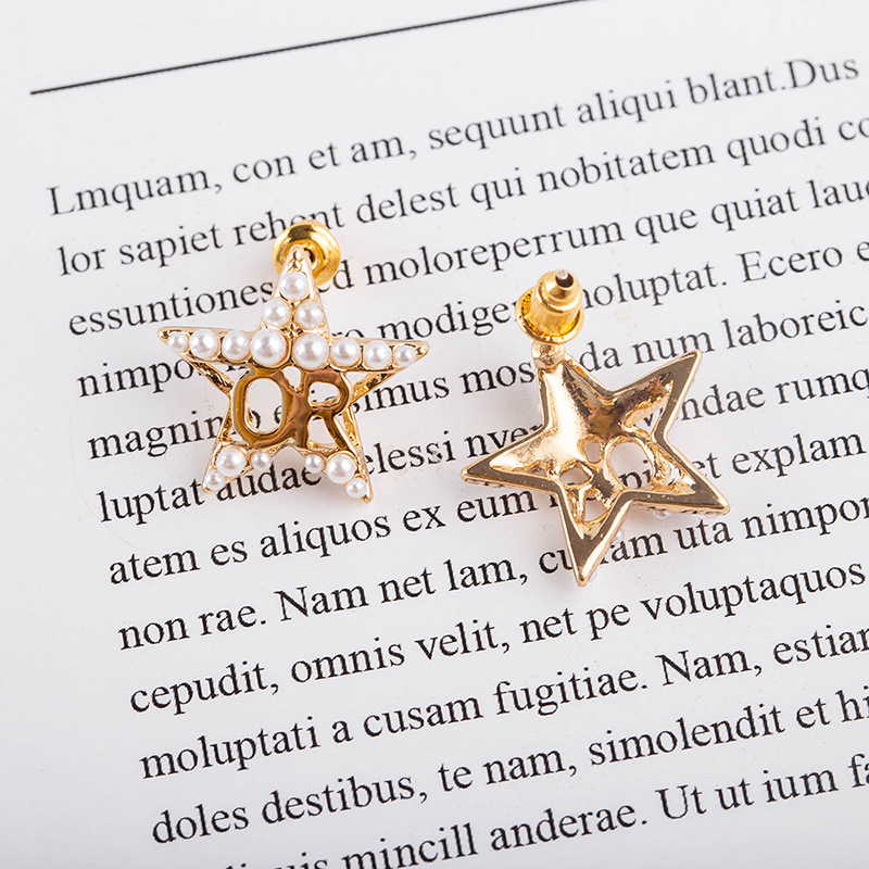 New Five-pointed Star Korean Popular Pearl Earring display picture 7