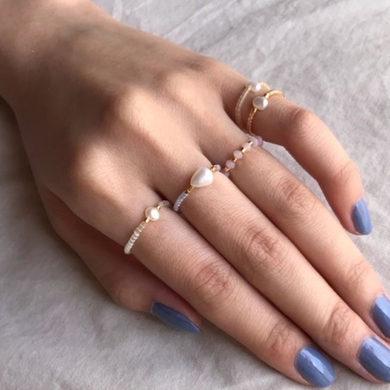 Niche  Freshwater Rice Beads Handmade Pearl Ring display picture 1