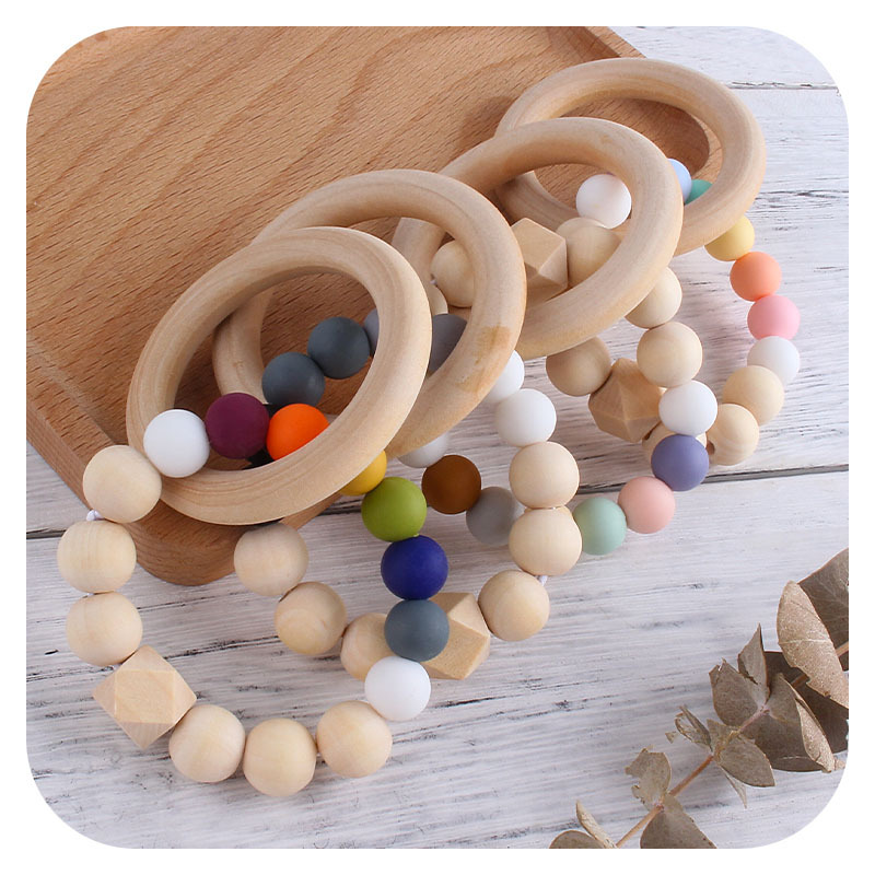 Nueva DIY creativo Hemu anillo macaron color juguete teether Seguridad Protección del Medio Ambiente pulsera de cuentas silicona teether