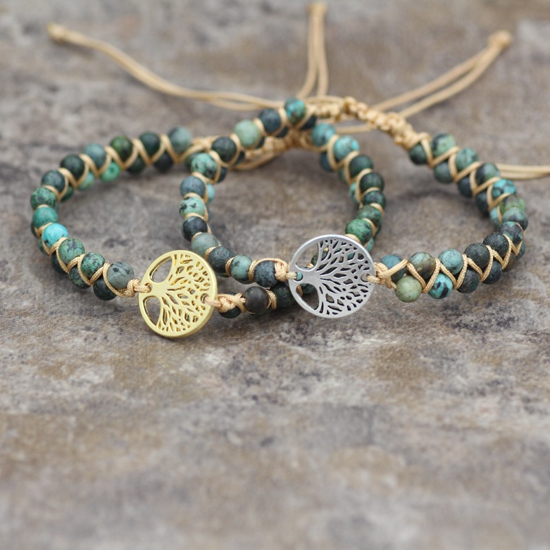 Bohemian Tree turquoise Metal Braid Bracelets