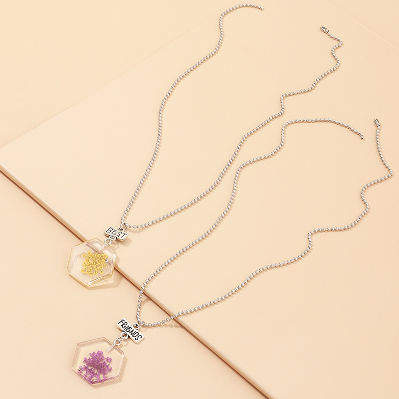 New Dried Flower Transparent Acrylic Geometric Resin Fruit Pendant Necklace Wholesale display picture 6