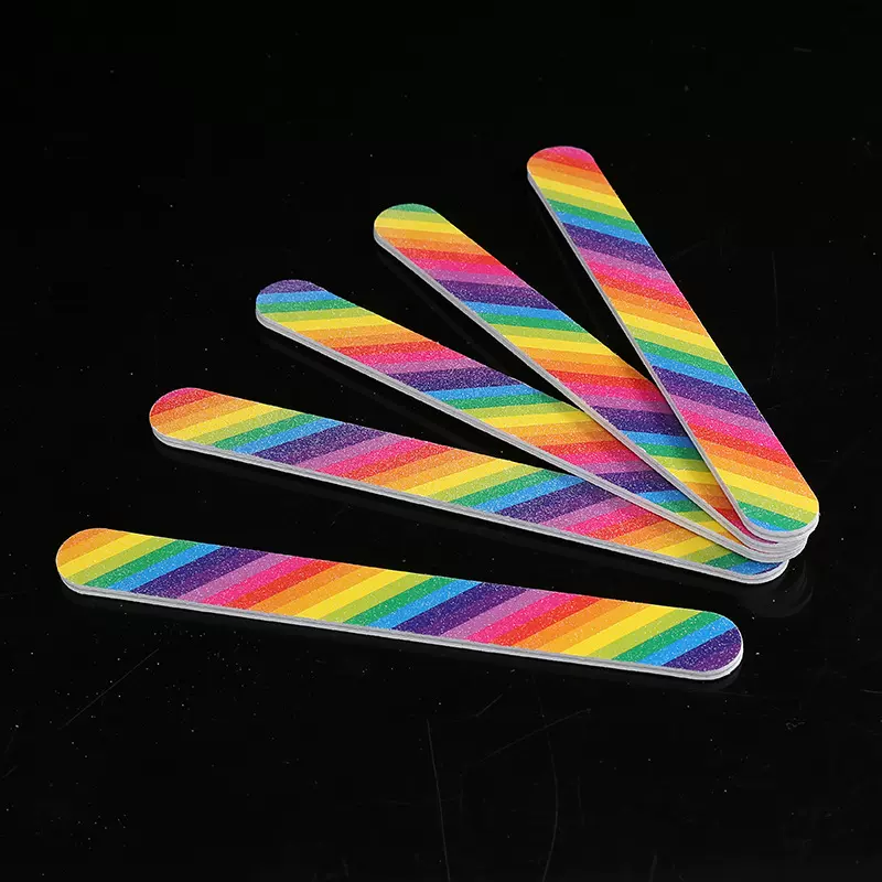 现货彩虹指甲锉双面打磨抛光条美甲修边修型美甲工具定制批发