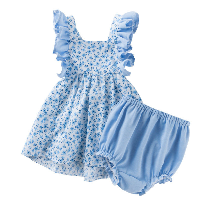 Baby birthday party dresses lattice creative princess skirt Baby dresses girl floral suspender dress PP Pants Set Fashion