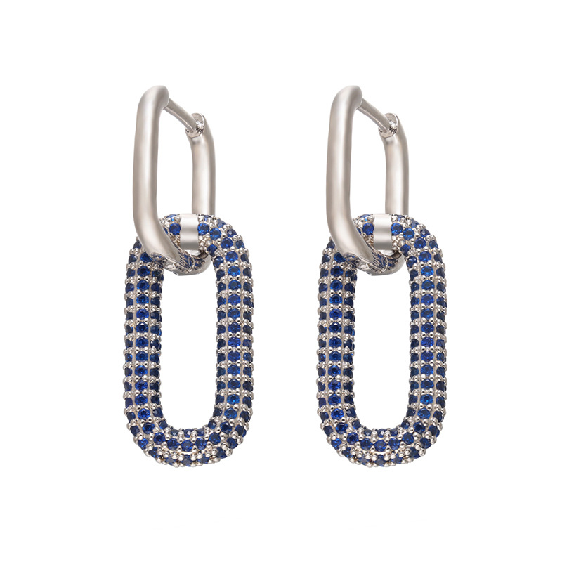 Colored Diamonds Double Rectangular Earrings Wholesale Jewelry Nihaojewelry display picture 8