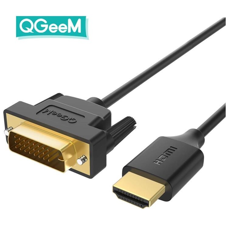 QGeeM HDMI to DVI adapter cable bidirectional 4K HDMI support HDMI or DVI-D24 +1 device