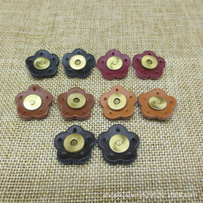 手工diy布艺皮艺二层皮配件包吸铁扣真皮青古扫花朵磁扣箱包配件|ru