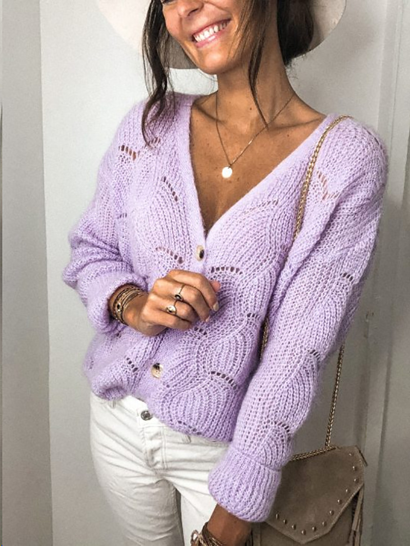 new sexy V-neck hollow knit sweater NSLK10760