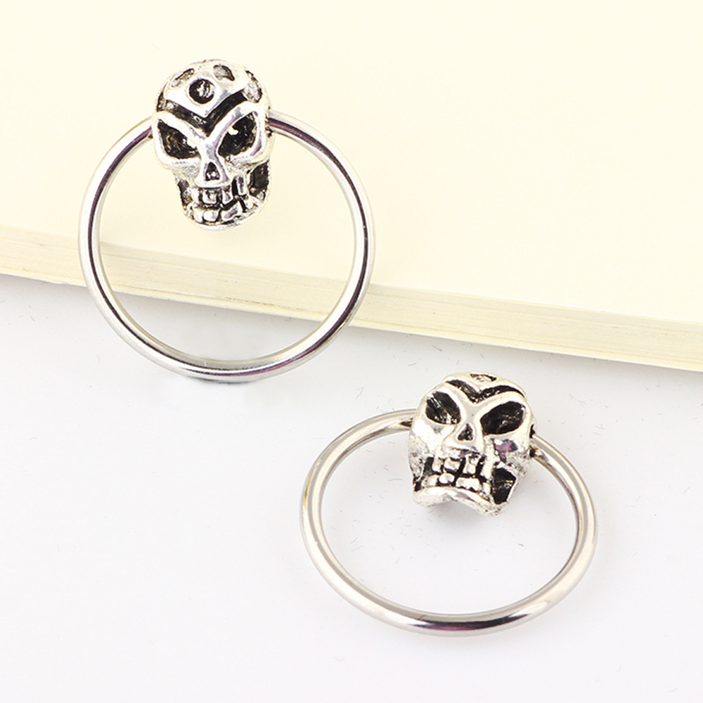 Ghost Head Nose Ring Creative Micro Inlay Septum Nail Round Nasal Septum Ear Nail Body Piercing Jewelry Wholesale detail image 9