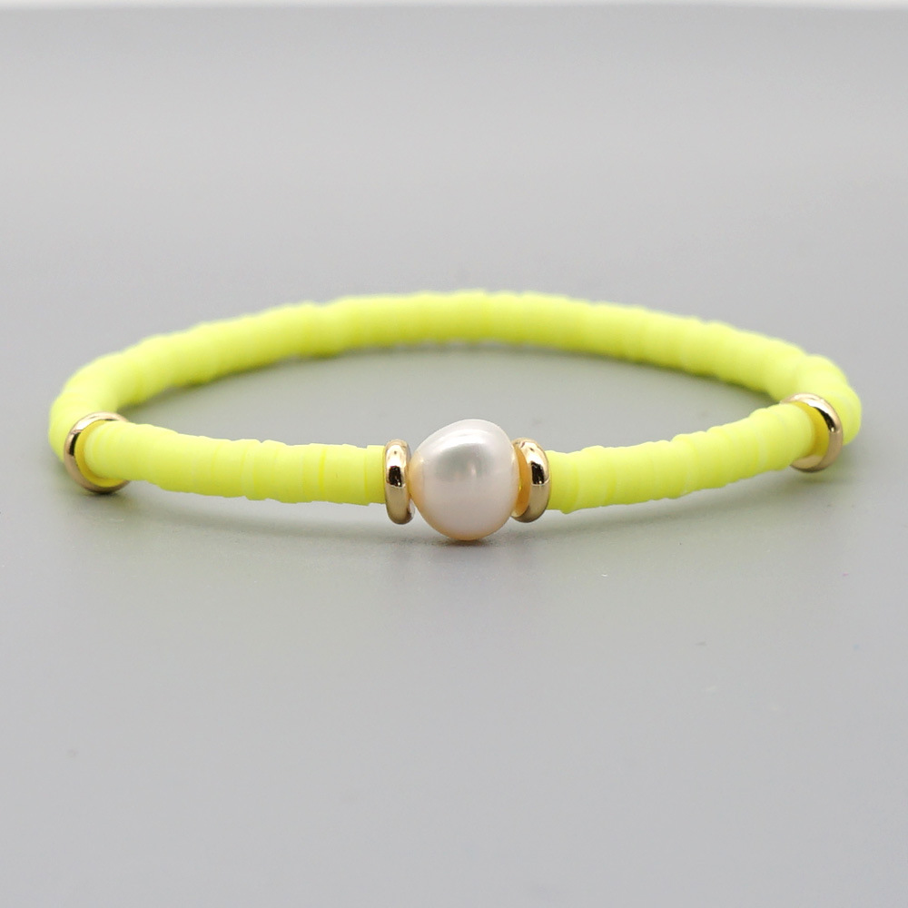 Fashion Bohemian Beach Style Natural Baroque Pearl Color Soft Ceramic Letter Bracelet For Women display picture 37