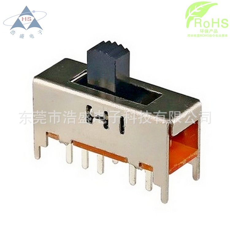 厂家生产4档拨动开关SS24F01立式 26*9.4   10针脚加4个固定脚