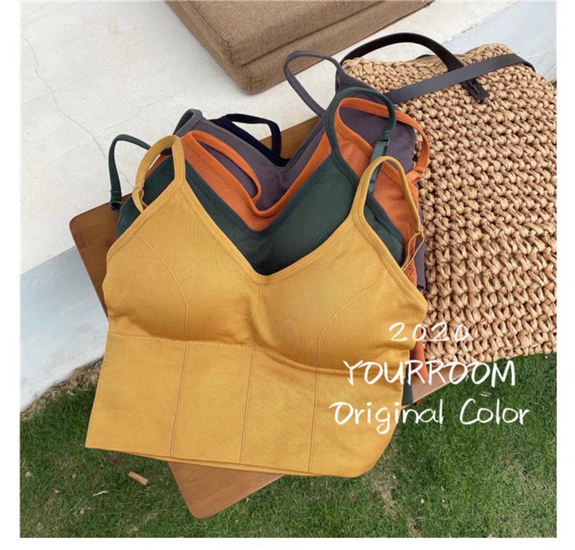 卡卡同款美背内衣大U型无钢圈文胸抹胸防走光瑜伽运动背心裹胸女|ru