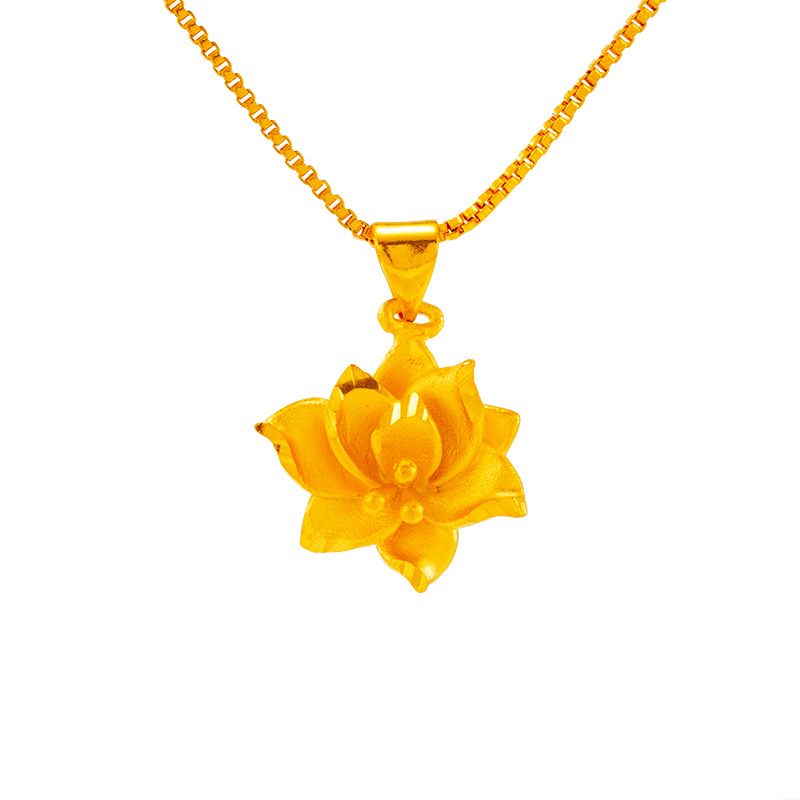 Moda imitación 24K oro real loto colgante regalo para novias mujer simple Vietnam oro loto colgante joyería