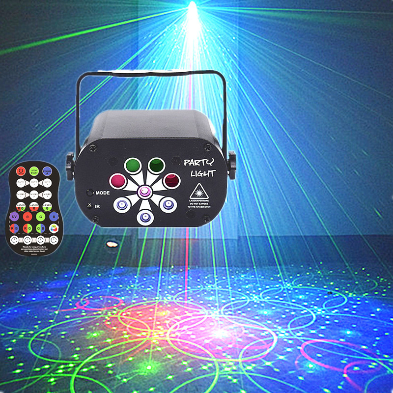 Nuevo mini lámpara láser UV8 agujero patrón estrellado cielo proyección lámpara KTV bar hogar colorido atmósfera lámpara flash