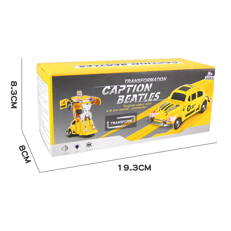 Eléctrico universal escarabajo deformación coche música luz deformación robot simulación clásico coche modelo coche de juguete