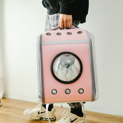 Cat bag backpack, portable cat and dog bag for going out, winter space capsule, warm, transparent, breathable, foldable for travel