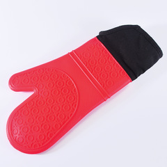 Slant mouth household kitchen silicone round ring with cotton and thickened silicone microwave oven oven extraction insulation elongated gloves