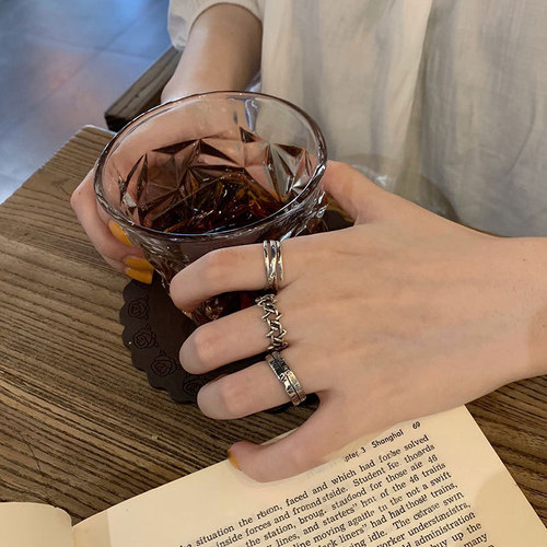 925 Pure Silver Ring for Women - Personality Hip-Hop Open Simple Roman Numerals Ring - Cold Style, Unique, Ins Retro Band