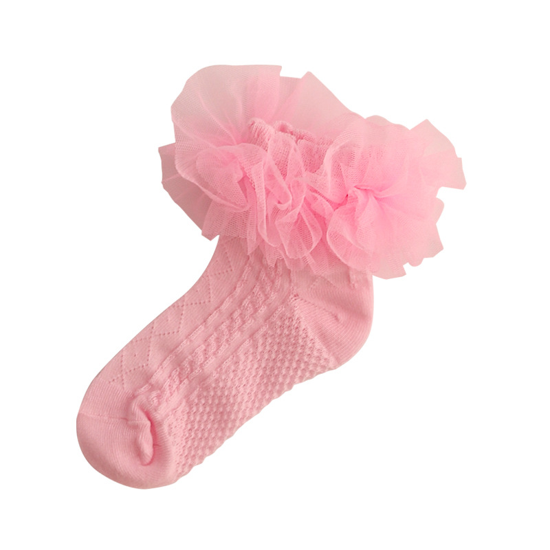 Children's socks spring and autumn thin cotton medium tube socks middle school children's cute Lace Princess socks little girl baby cotton socks