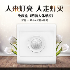 Surface-mounted Human Body Sensor Switch Panel Stairway Delay 220V Infrared Smart Automatic with Light Control for Home Use