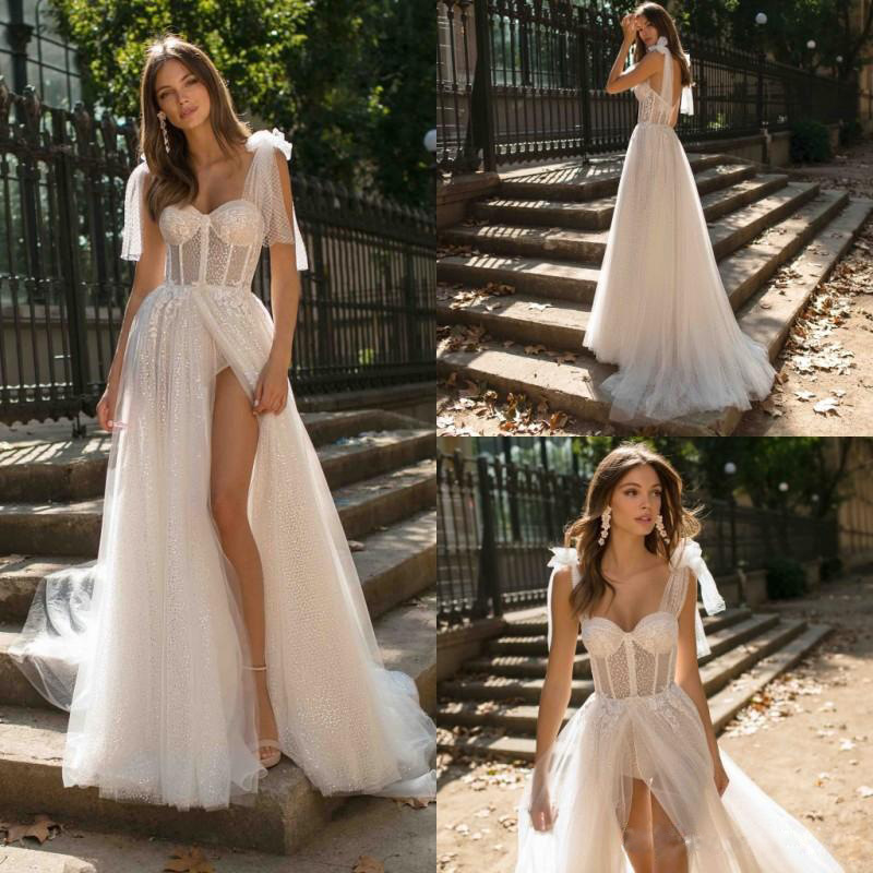 Autumn 2020 New European and American Foreign Trade Women's Independent Station Sexy Split Shiny Dress Wedding Dress