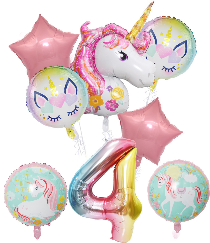 Cute Rainbow Star Unicorn Aluminum Film Home Party Carnival Balloons display picture 2