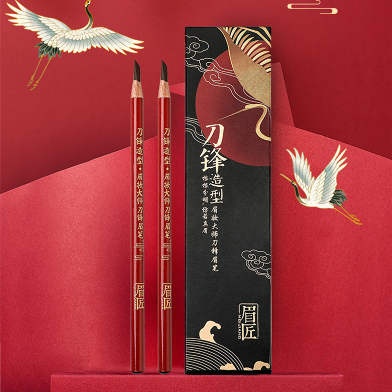 眉匠砍刀木质硬芯鸭嘴刀锋眉笔持久自然防水防汗不脱色厂家直销|ru