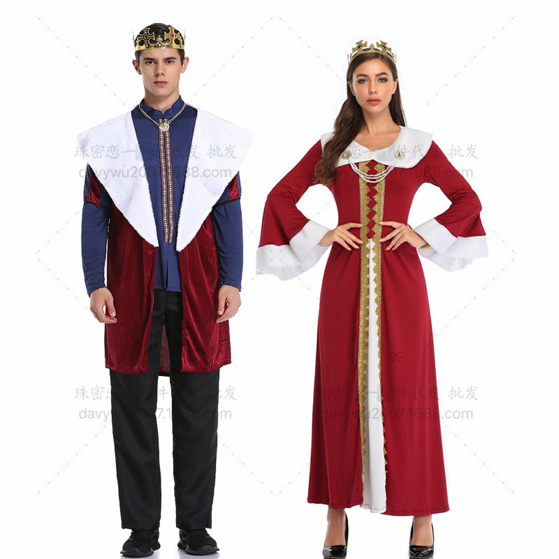 欧洲复古宫廷服 中世纪英国女王装皇后国王情侣万圣节服装演出服