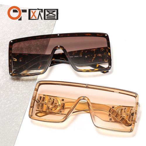 Big D decorative one-piece lens one-piece sunglasses large frame face-shaping European and American diamond-encrusted anti-UV sunglasses 6933