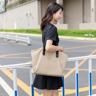 简约大容量托特包女2020新款棉麻料大手提包大学生休闲单肩子母包
