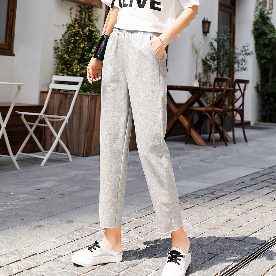 (A39)2022 new cropped pants women's spring style loose casual pants women's straight sports Pants Sweatpants