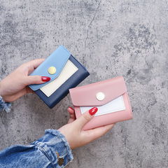 Official Factory Direct Sale New Women's Wallet Short Length Korean Style Small Triple Folding Money Clip Fashion Simple Hand Held Leather Clasp Bag