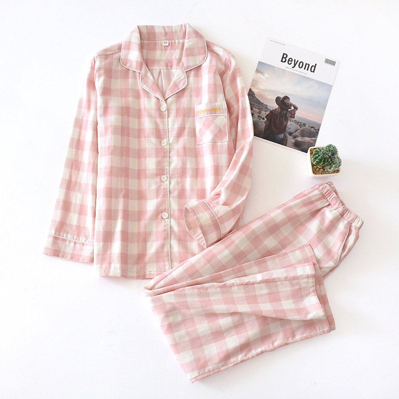 女ピンク刺繍格子長袖カバーHS