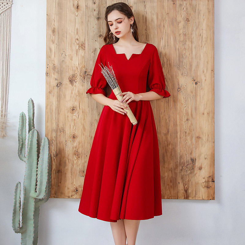 Burgundy evening dress
