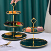 Demon -green European three -layer snack disk string afternoon tea double -layer tray fruit disk ceramic tableware cake plate