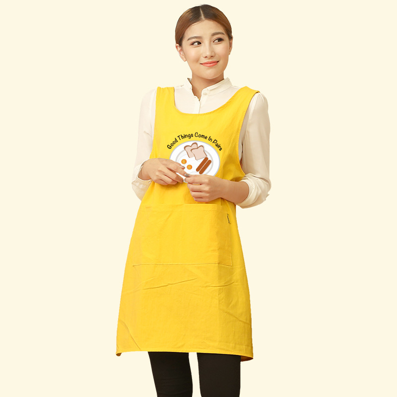 Delantal cocina del hogar camarero ropa de trabajo de estilo coreano de las mujeres de moda de los hombres lindos anti-fouling cintura de impresión de logotipo personalizado