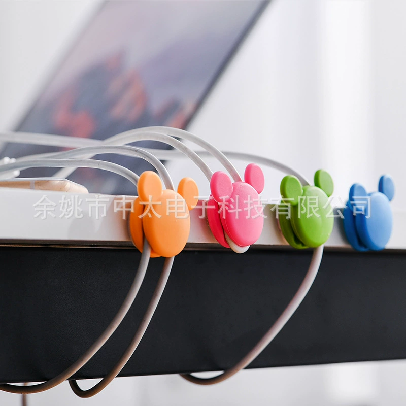 Cross -border hot -selling double -ear solid thread cartoon cute wire card buckle office learning desktop winding device