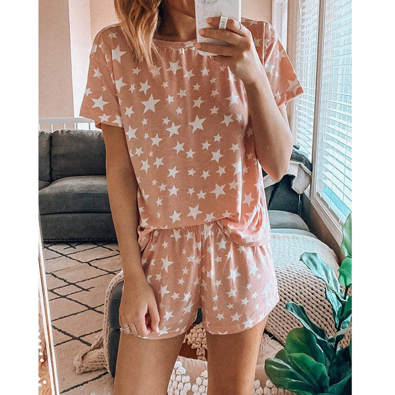 Printed Pajamas 2-Piece Home Service Suit NSKX6241