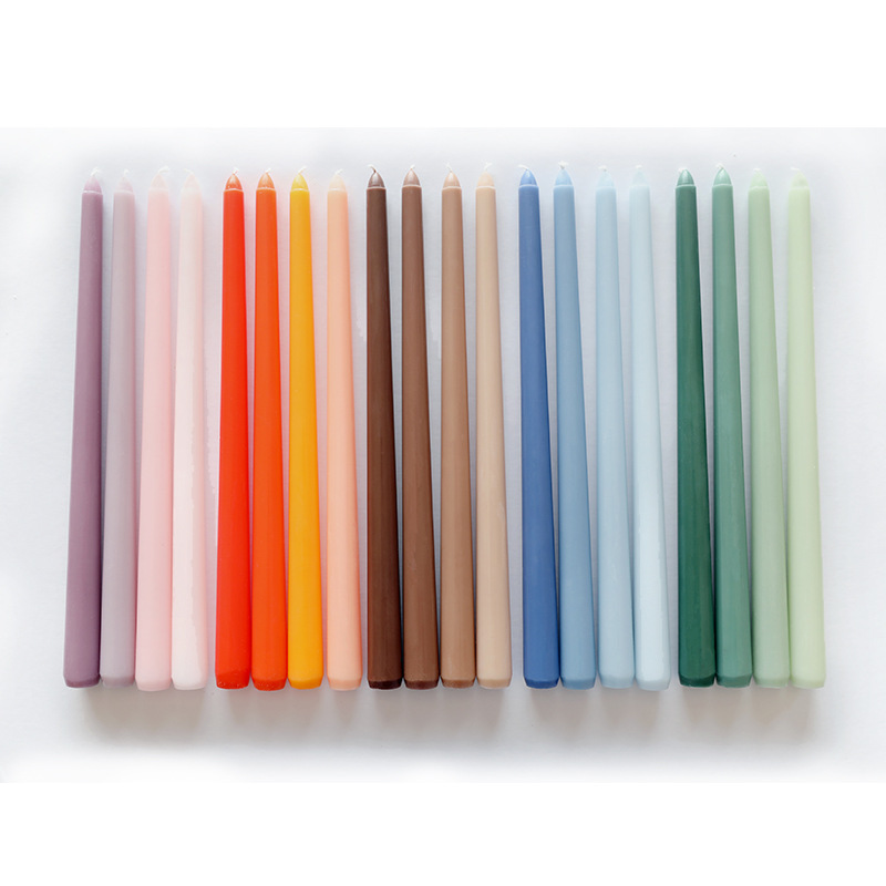 8 sets gradiente de color Morandi barra larga velas de colores 4 Unids romántico banquete de boda velas de cumpleaños de comida Occidental 30cm