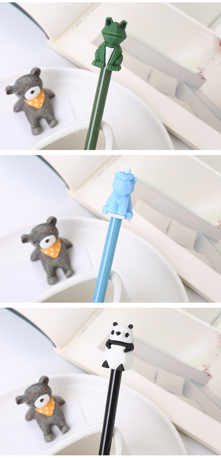 15g Weight School Occasion Plastic Material Cute Cartoon 3d Animal Shape Black Gel Pen Creative Stationery Wholesale
