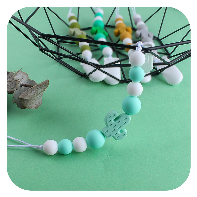 Bebé plástico chupete clip bebé calmante silicona cactus chupete cadena anti-gota cadena Amazon nuevo caliente