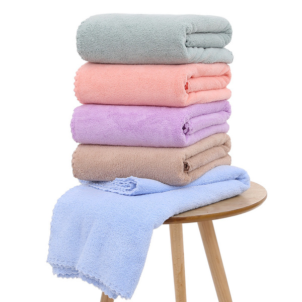 Coral velvet bath towel