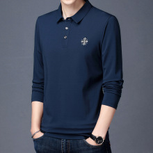 男款T桖春秋新品男士长袖棉质翻领大码肥佬纯色一件代发潮男